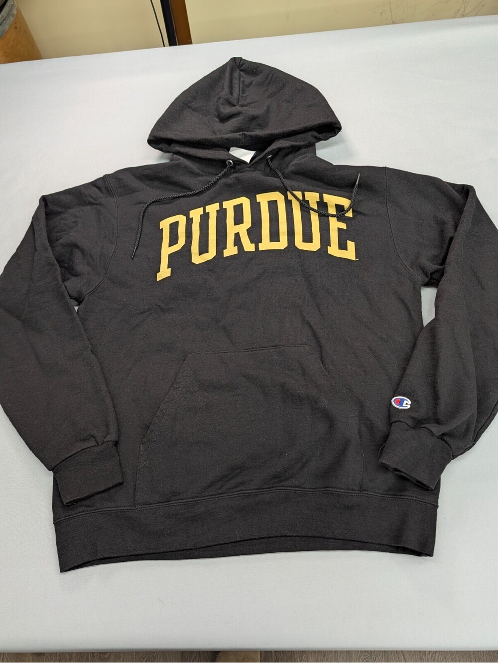 Purdue University Champion Hoodie Black Yellow Sweatshirt M